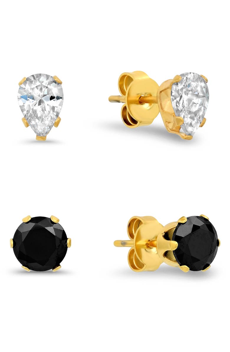 STEELTIME HMY JEWELRY 18K Gold Plated Stainless Steel Stud Earrings - Pack of 2, Main, color, Yellow