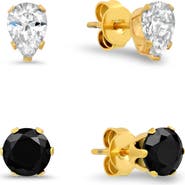 STEELTIME HMY JEWELRY 18K Gold Plated Stainless Steel Stud Earrings - Pack of 2