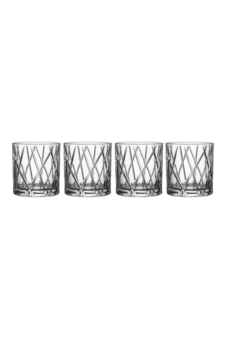 City Set of 4 Crystal Double Old Fashioned Glasses, Main, color, CLEAR