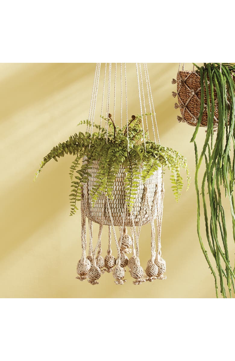 Napa Home & Garden Gaia Jute Hanging Basket 11.75", Alternate, color, Off-White