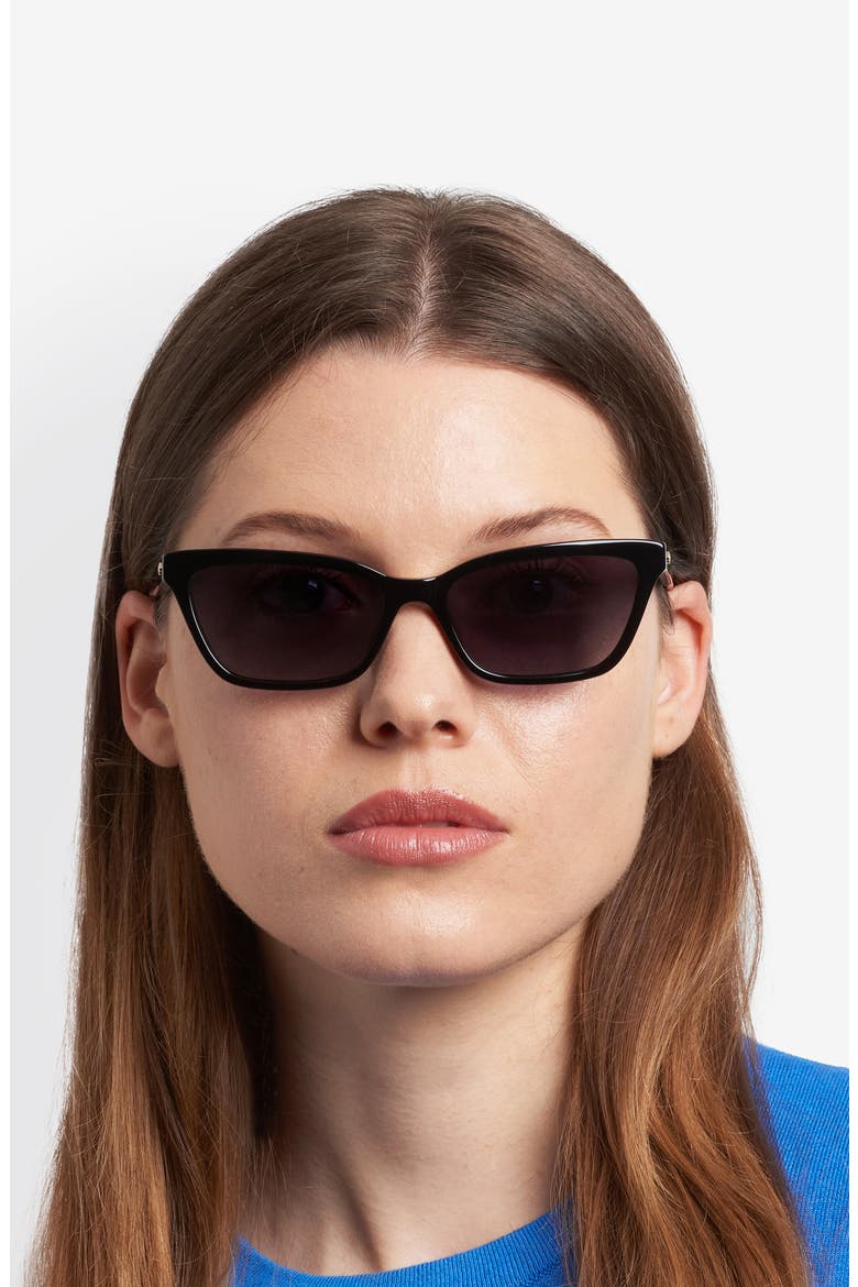aisha 55mm gradient ectangular sunglasses, Alternate, color, BLACK/ DARK GREY SF