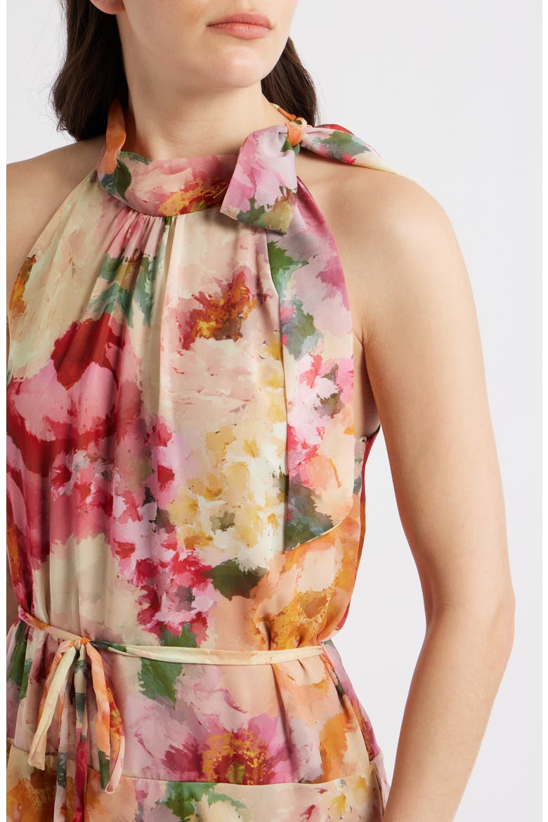 Mock Neck Tiered Maxi Dress, Alternate, color, ORANGE MULTI