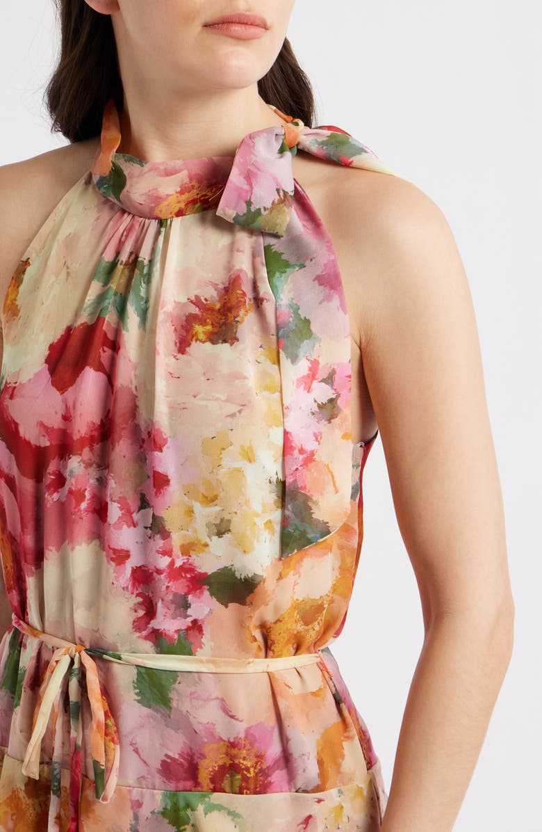 Julia Jordan Mock Neck Tiered Maxi Dress, Alternate, color, Orange Multi