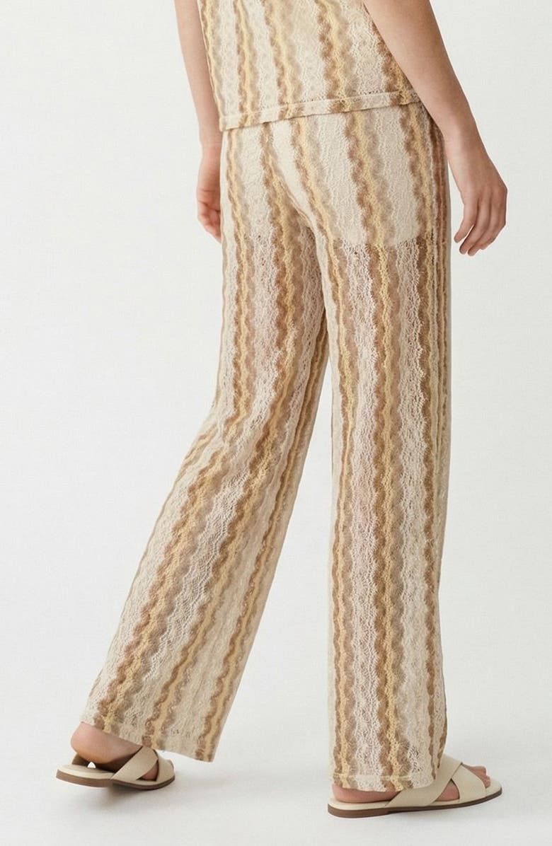 VERO MODA Teresa Open Stitch Stripe Drawstring Pants, Alternate, color, Birch Pattern Silver Mink Gold