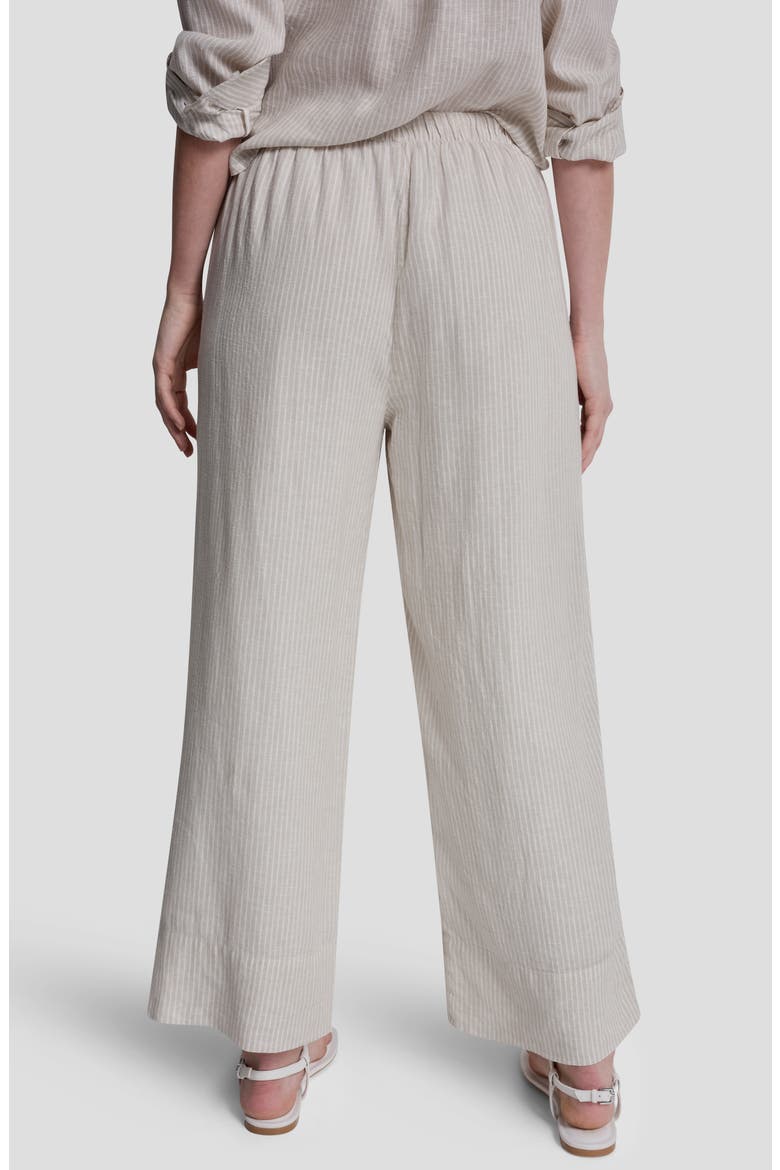 High Waist Linen Blend Pants, Alternate, color, PEBBLE/ IVORY