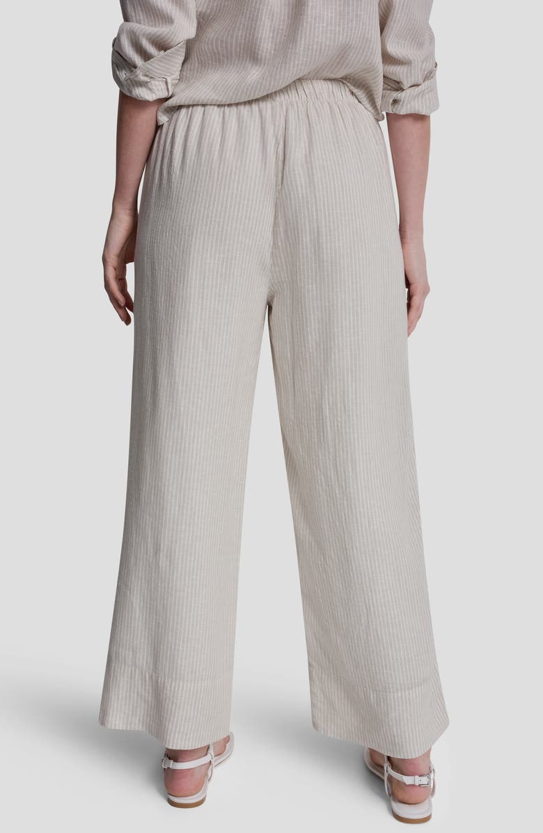 DKNY Jeans High Waist Linen Blend Pants, Alternate, color, Pebble/ Ivory