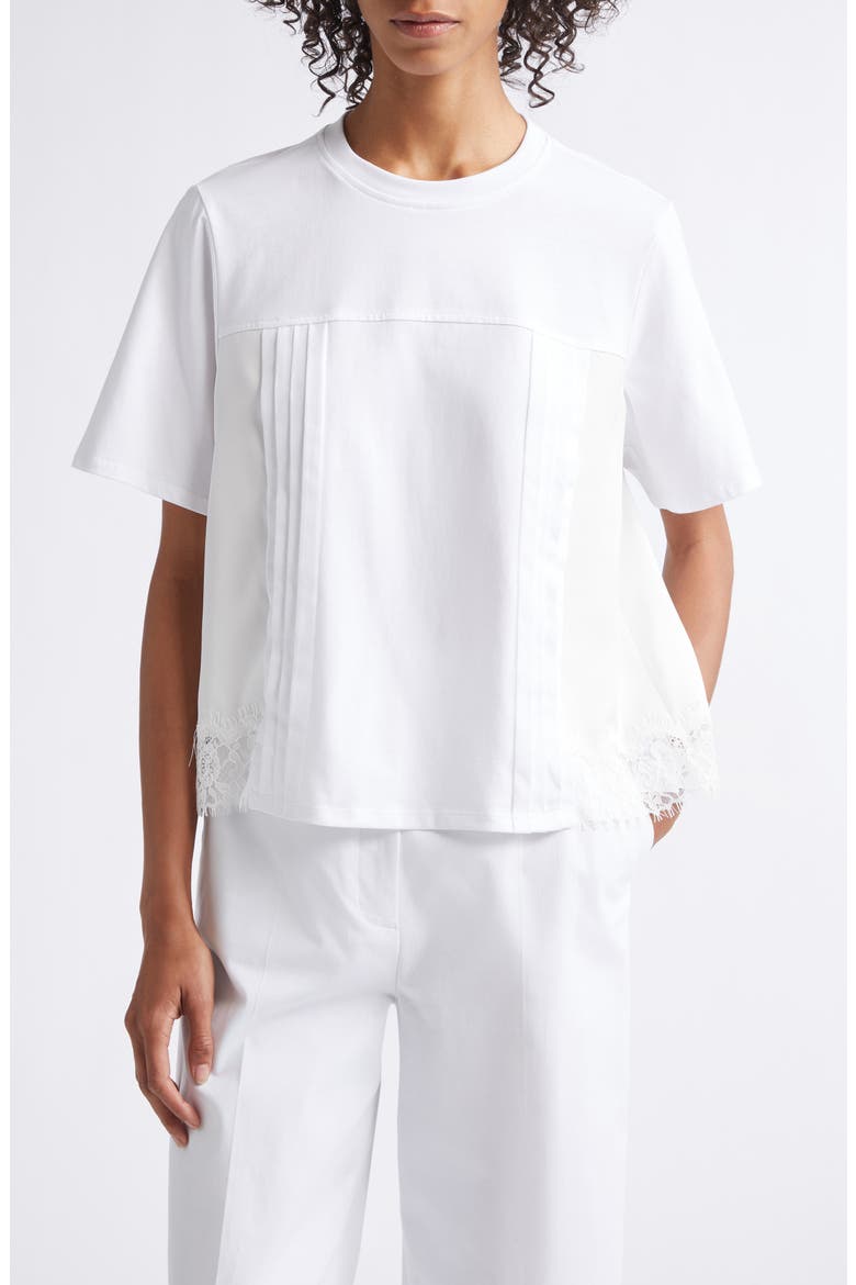 Mixed Media Cotton T-Shirt, Main, color, WHITE