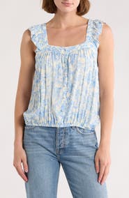 Melrose and Market Floral Ruffle Strap Tank
