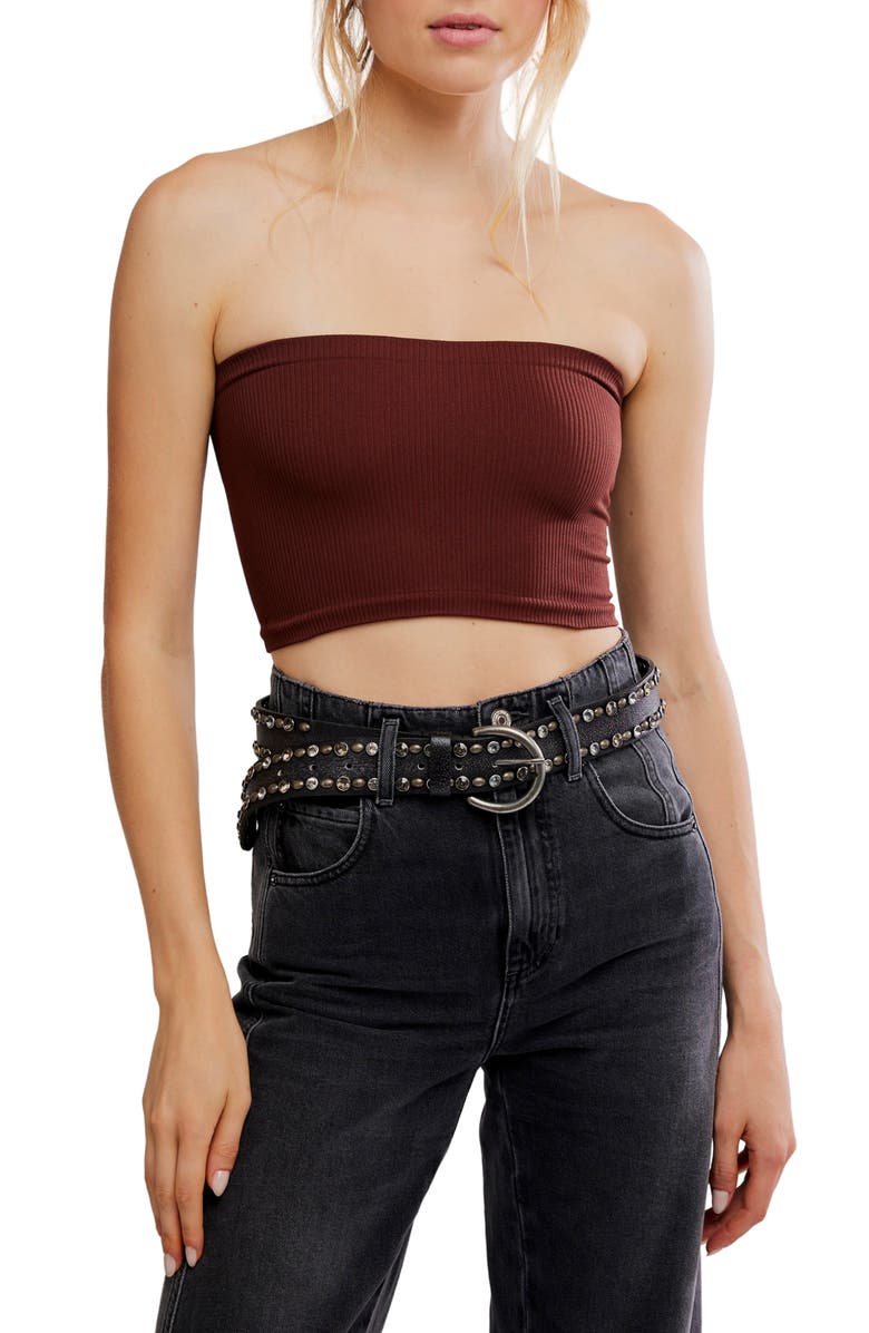 Free People Amelia Bandeau Bra, Main, color, French Chocolate