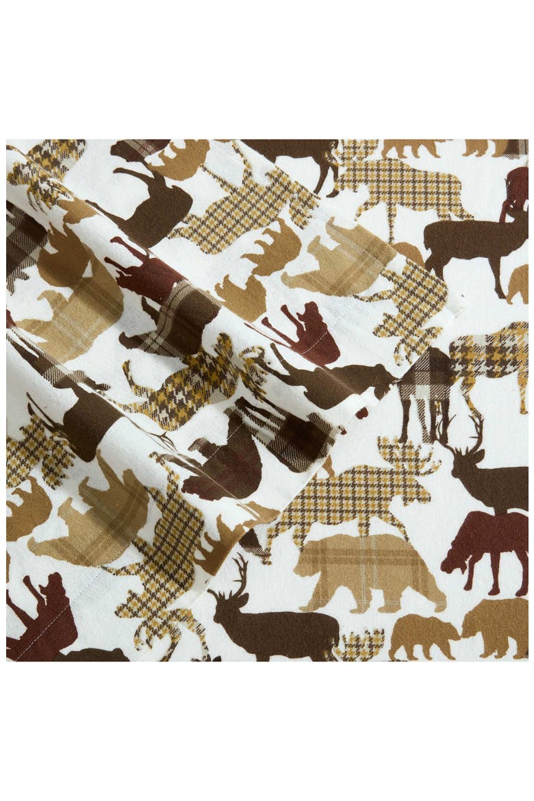 Animal Plaids Cotton Flannel Sheet Set, Alternate, color, OFF WHITE/ BROWN/ YELLOW