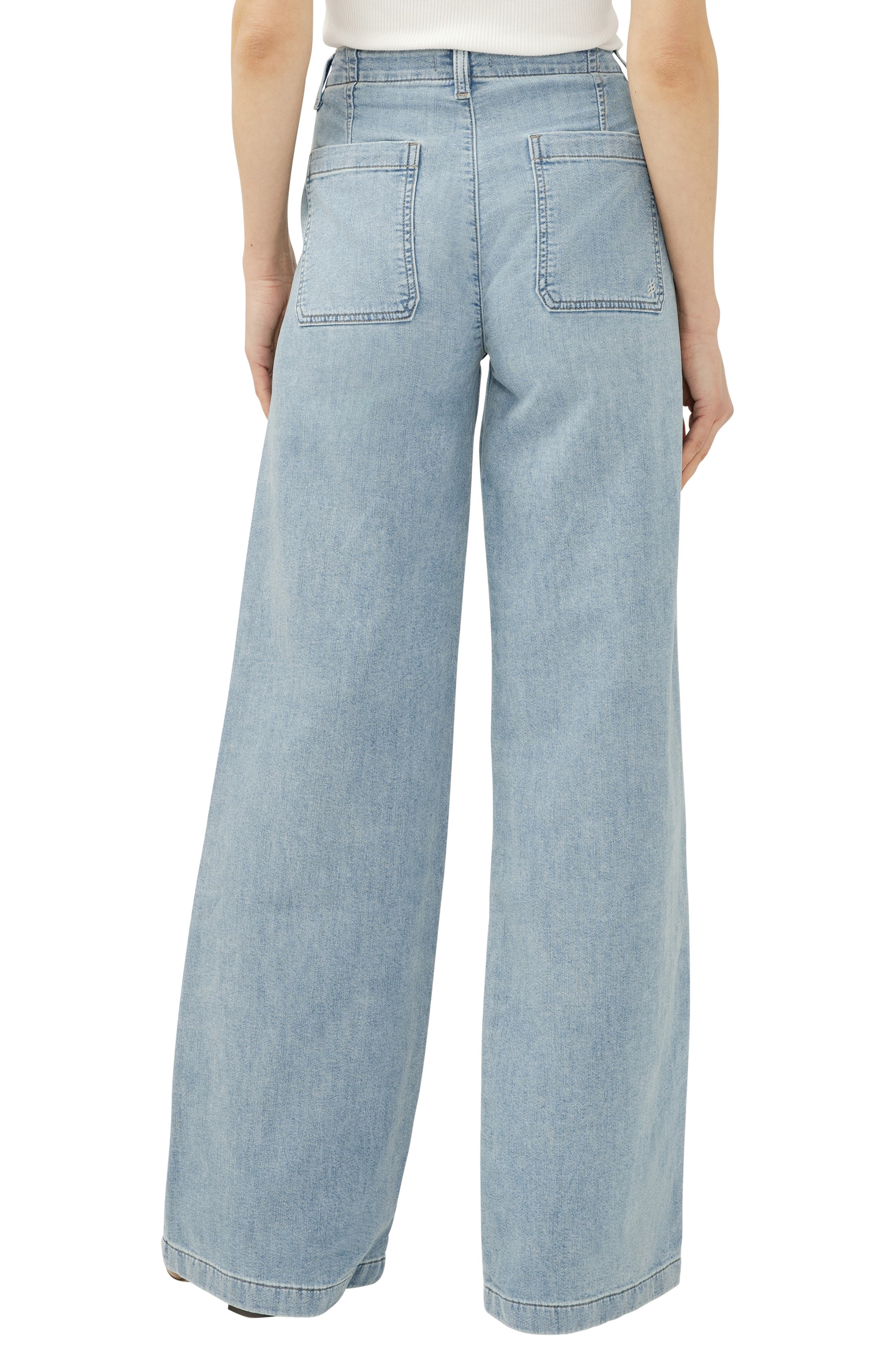 Lightweight Wide Leg Knit Denim Pants - image 2