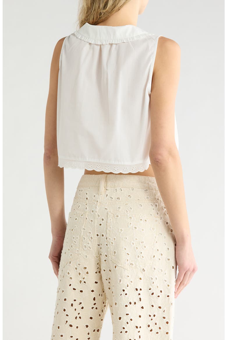 Eyelet Trim Crop Shell, Alternate, color, WHITE