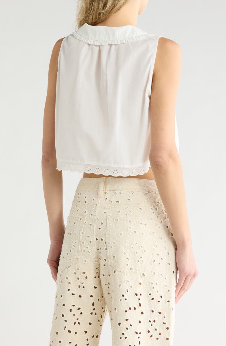 Vigoss Eyelet Trim Crop Shell, Alternate, color, White