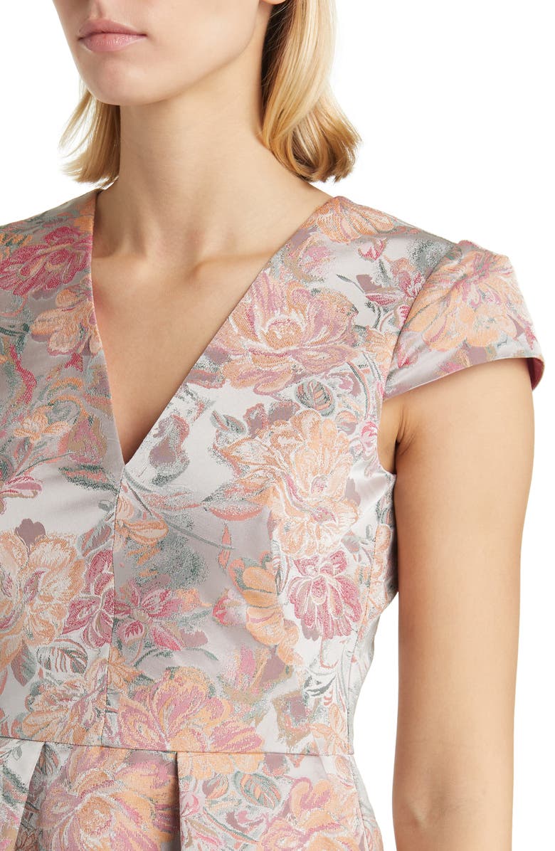 Vince Camuto Floral Jacquard Fit & Flare Dress, Alternate, color,