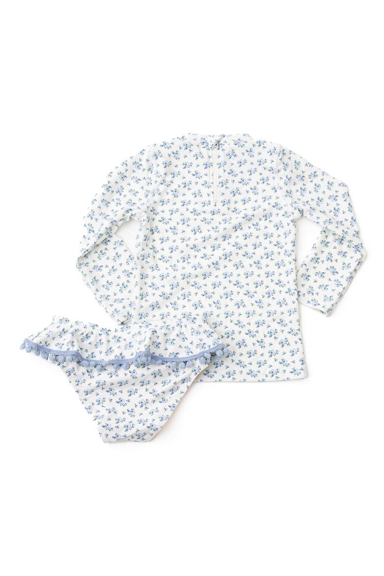 Kids' Cottage Floral Two-Piece Rashguard Swimsuit, Alternate, color, BLUE