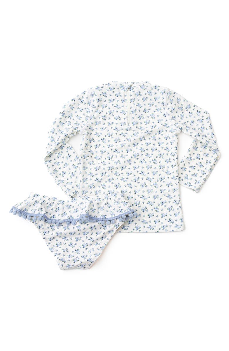 Shade Critters Kids' Cottage Floral Two-Piece Rashguard Swimsuit, Alternate, color, Blue