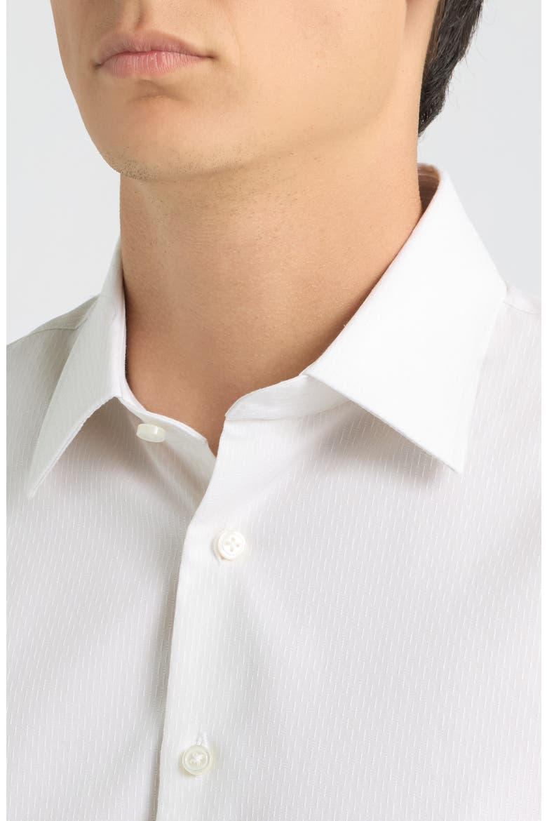 Trim Fit Pinstripe Premium Non-Iron Cotton Dress Shirt, Alternate, color, IVORY EMILIO DOBBY