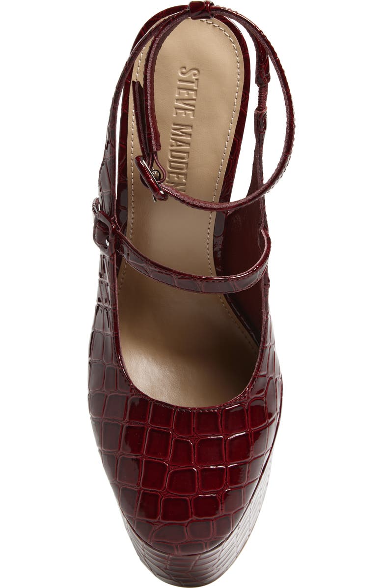 Steve Madden Scotlyn Ankle Strap Platform Pump, Alternate, color, Red Croco