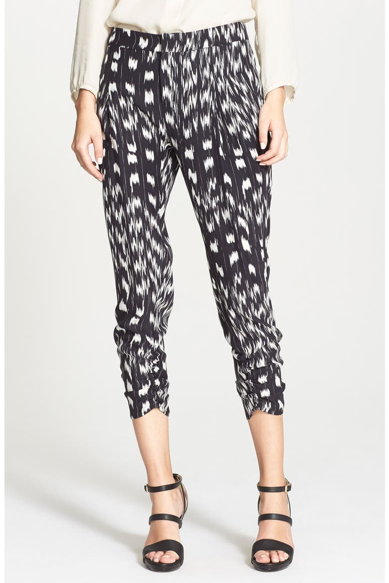 'Devlin' Print Crop Silk Pants, Main, color, STRIGA