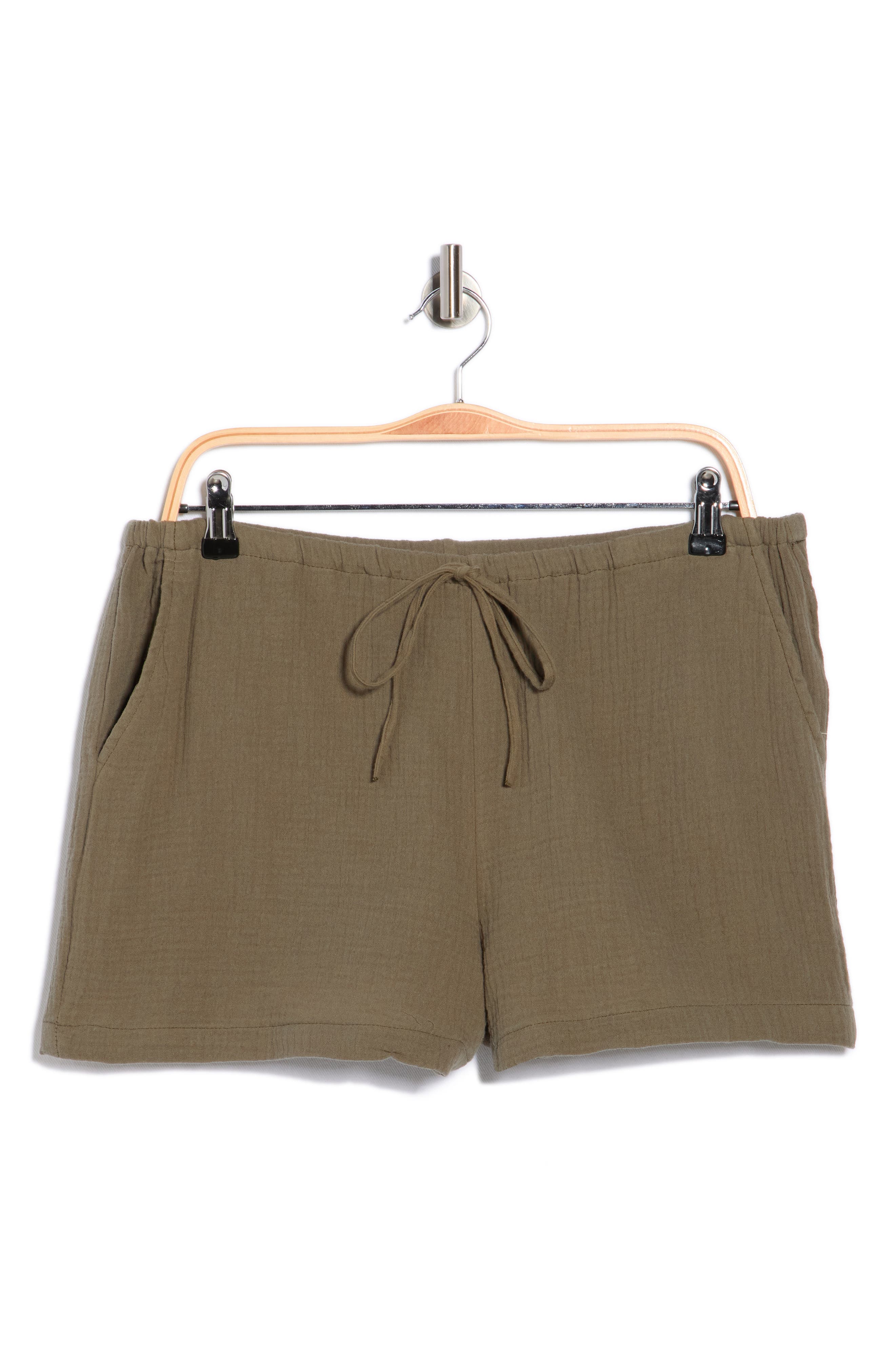 Ellen Tracy Cotton Gauze Drawstring Shorts