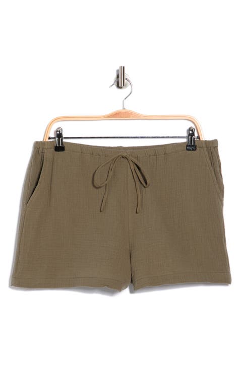 Cotton Gauze Drawstring Shorts