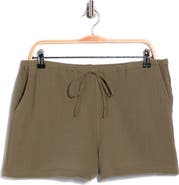 Ellen Tracy Cotton Gauze Drawstring Shorts