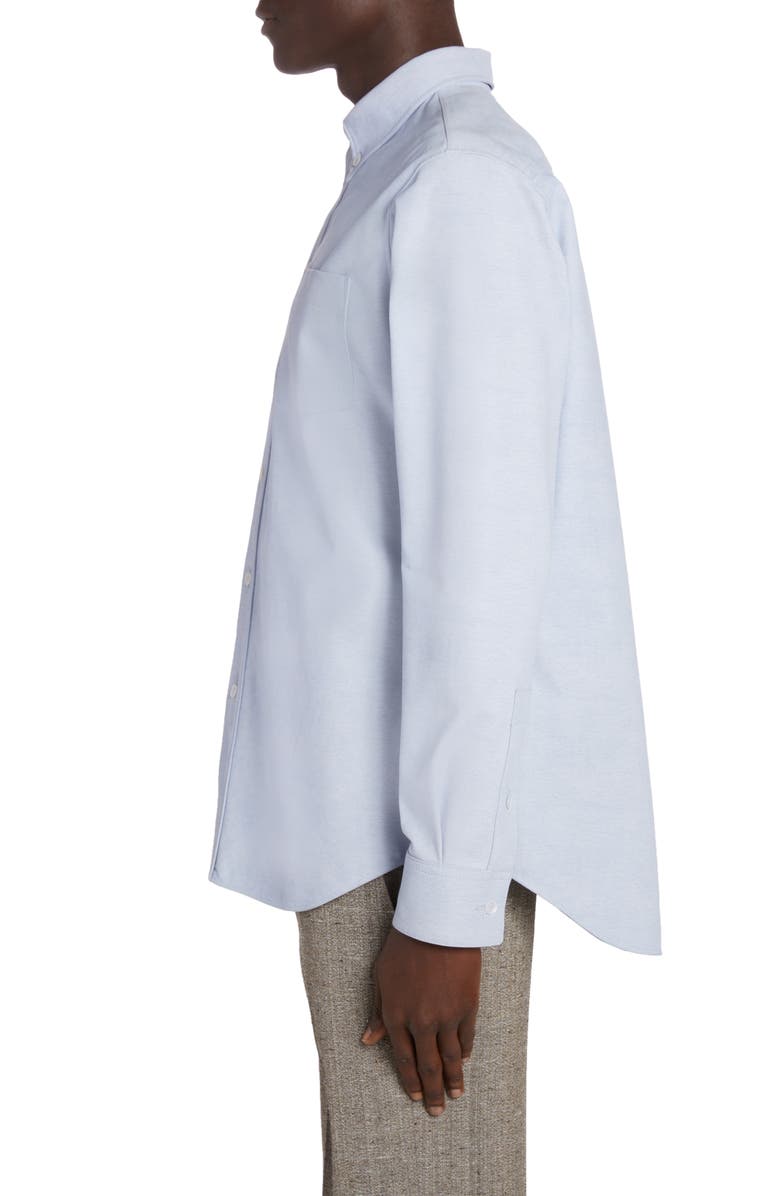 Bottega Veneta Oxford Print Leather Button-Down Shirt, Alternate, color, 4132 Light Blue