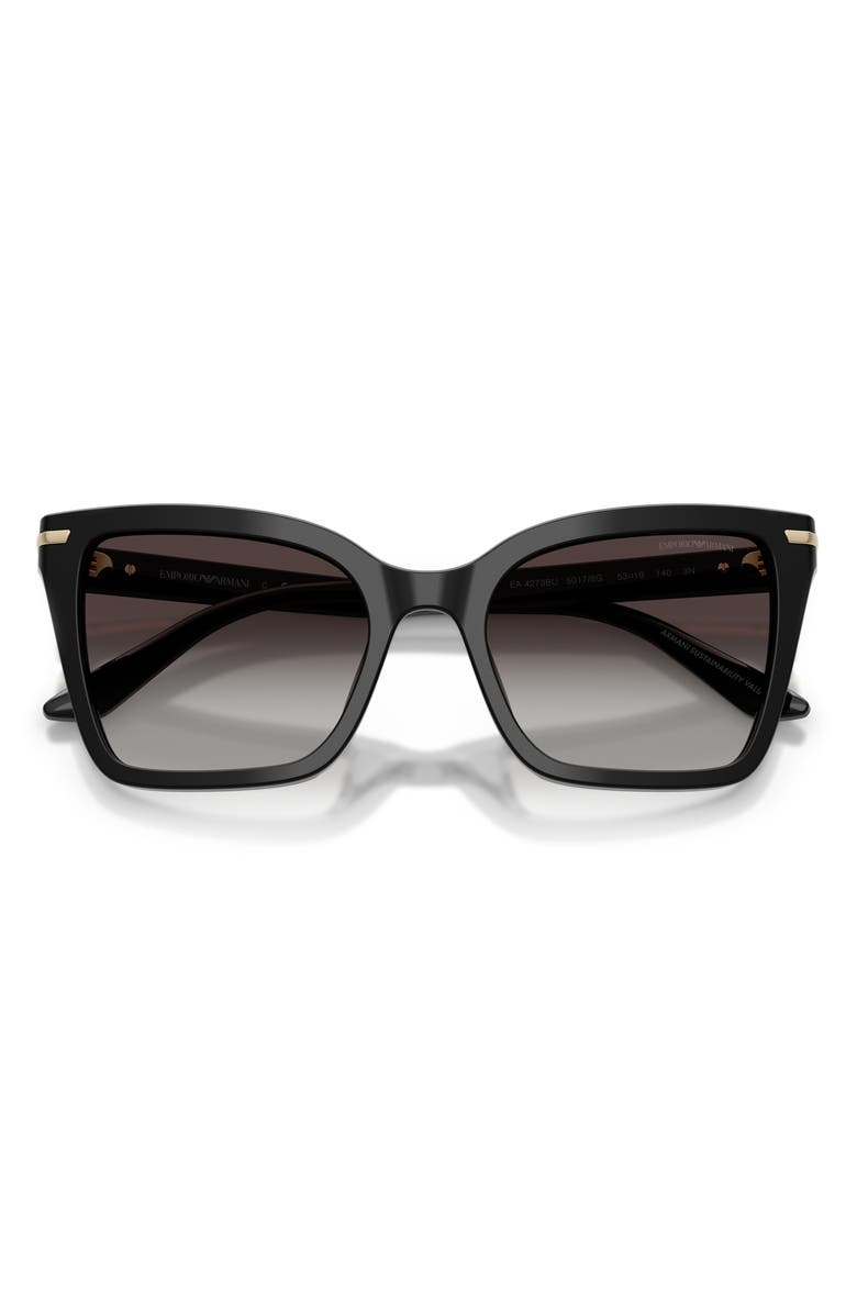 Emporio Armani 53mm Gradient Square Sunglasses, Alternate, color, Shiny Black / Grey Gradient