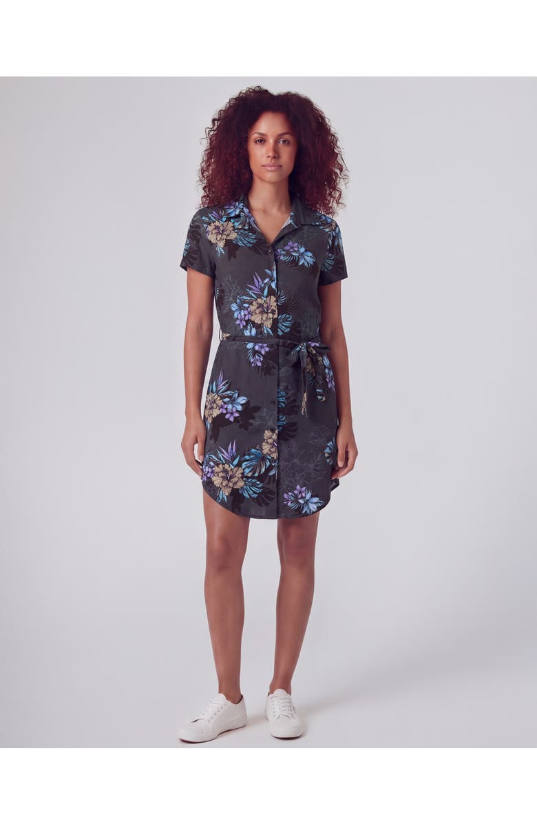 Lords of Harlech Exotic Floral Womens Shirt Dress, Main, color, Exotic Floral Black