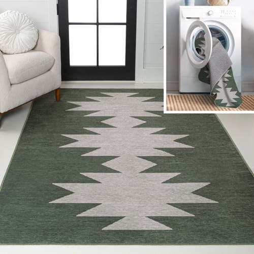 Jonathan Y Chayton Minimalist Geometric Machine-washable Area Rug In Green