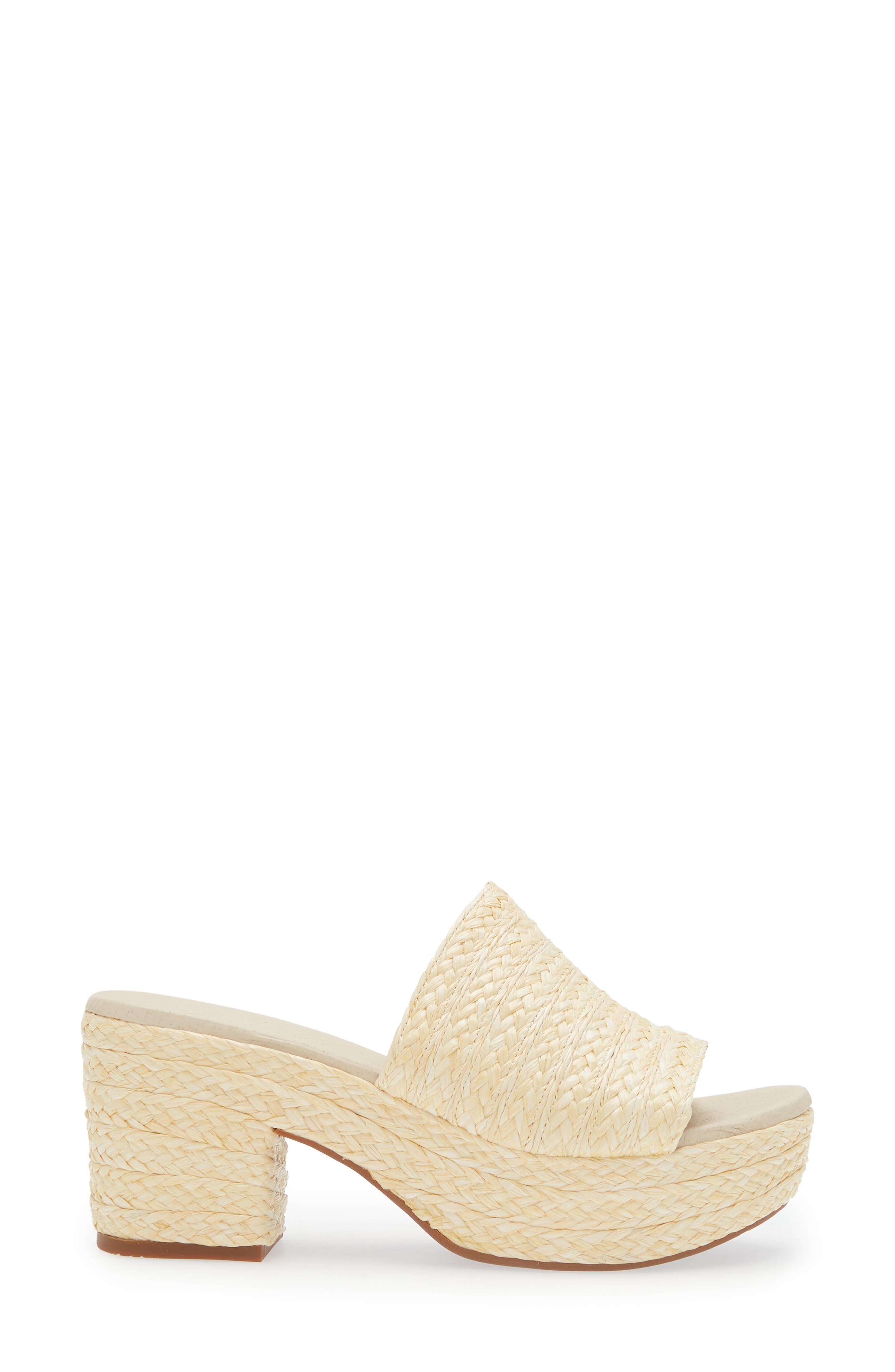 Chocolat Blu Raffia Platform Slide Sandal, Alternate, color, Cream Raffia