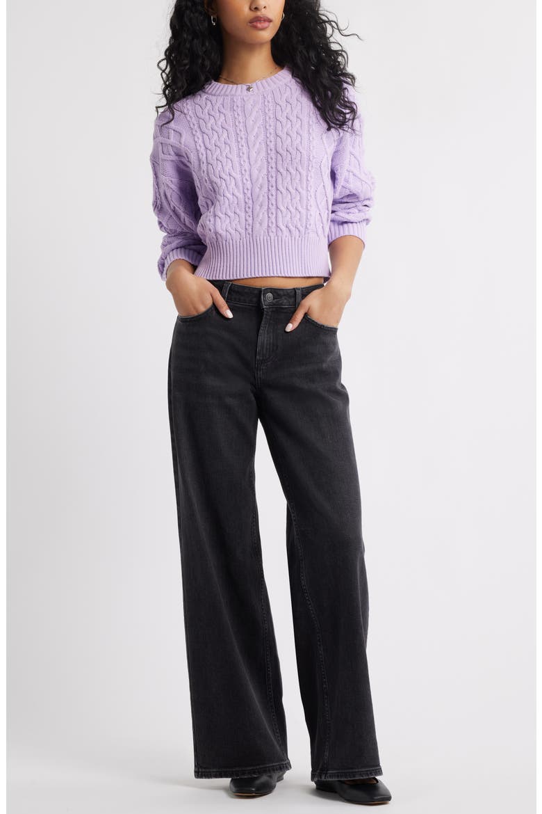 Low Rise Baggy Wide Leg Jeans, Alternate, color, WASHED BLACK