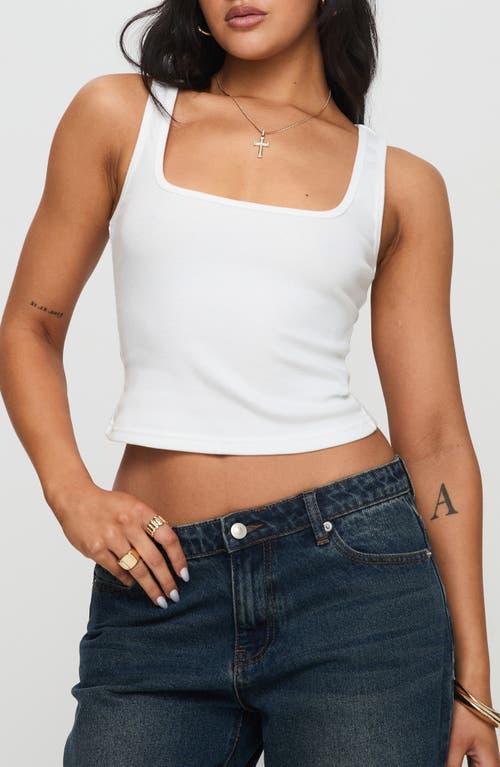 Princess Polly Baseline Square Neck Rib Tank In White