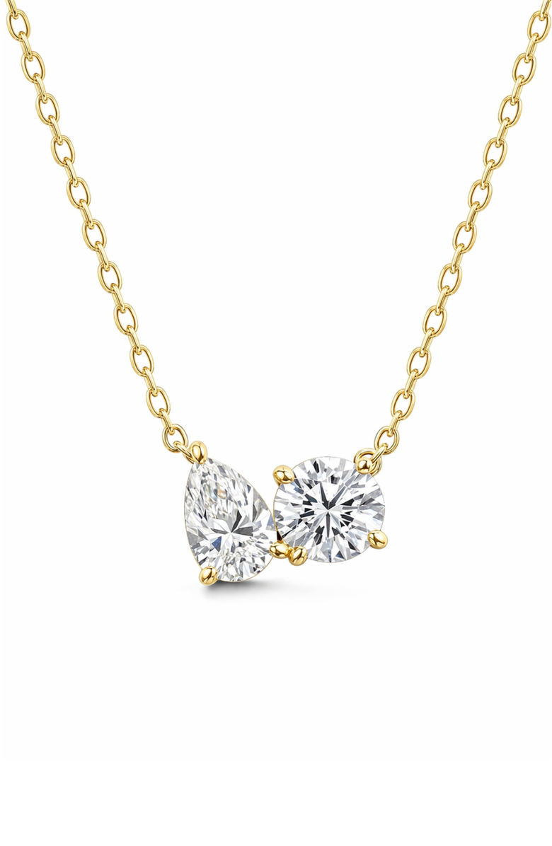 DLORIA 2 ct. t.w. Toi et Moi Moissanite Necklace (Pear & Round-Cut, Color D, FL Clarity) in Gold Vermeil, Alternate, color, Gold
