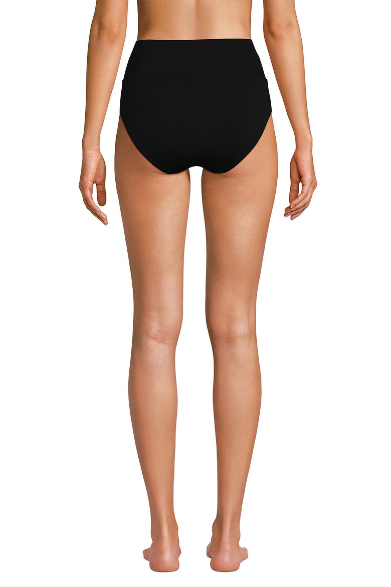 Chlorine Resistant Pinchless High Waisted Bikini Bottoms, Alternate, color, Black