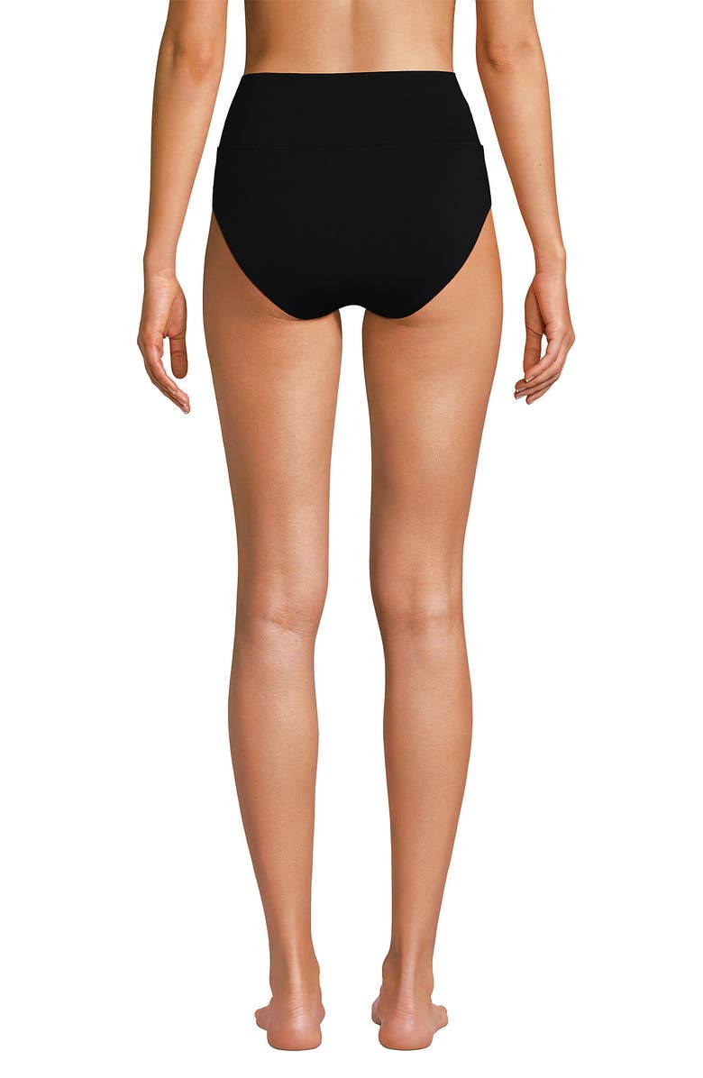 Lands' End Chlorine Resistant Pinchless High Waisted Bikini Bottoms, Alternate, color, Black