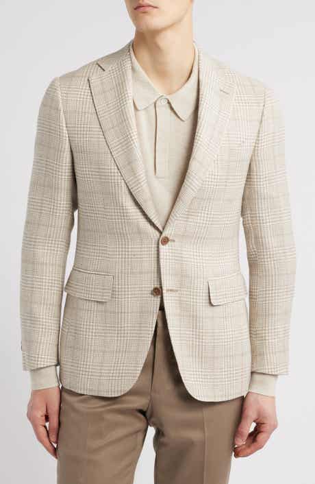Canali Capri Trim Fit Plaid Wool & Linen Blend Sport Coat