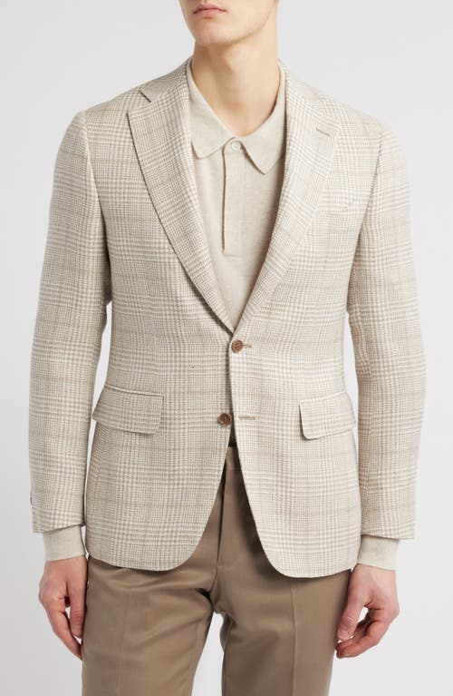 Canali Capri Trim Fit Plaid Wool & Linen Blend Sport Coat In Beige