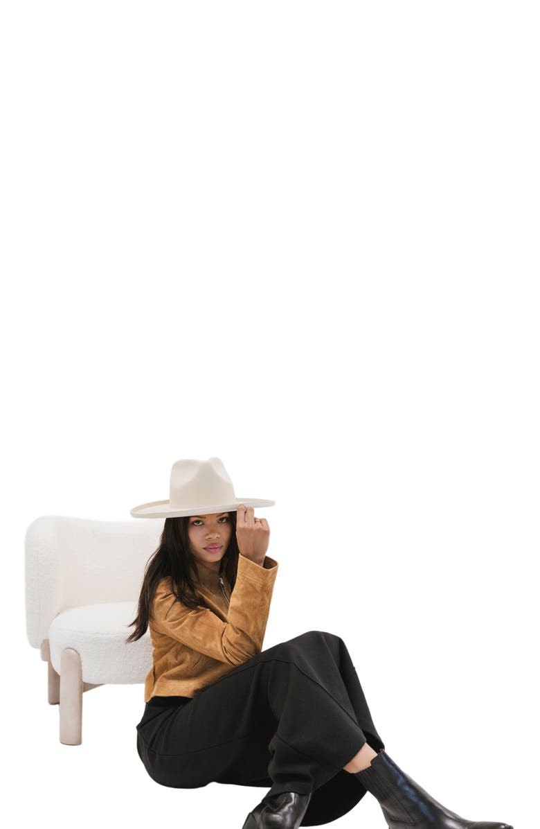 Gigi Pip Amelia Pencil Brim Fedora Hat, Alternate, color, Off-White