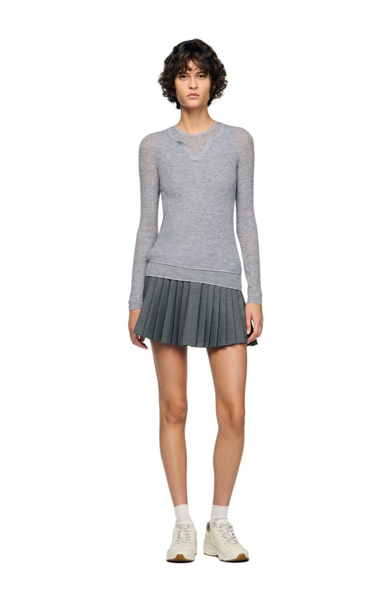 SANDRO Wool layered effect sweater, Alternate, color, Grey