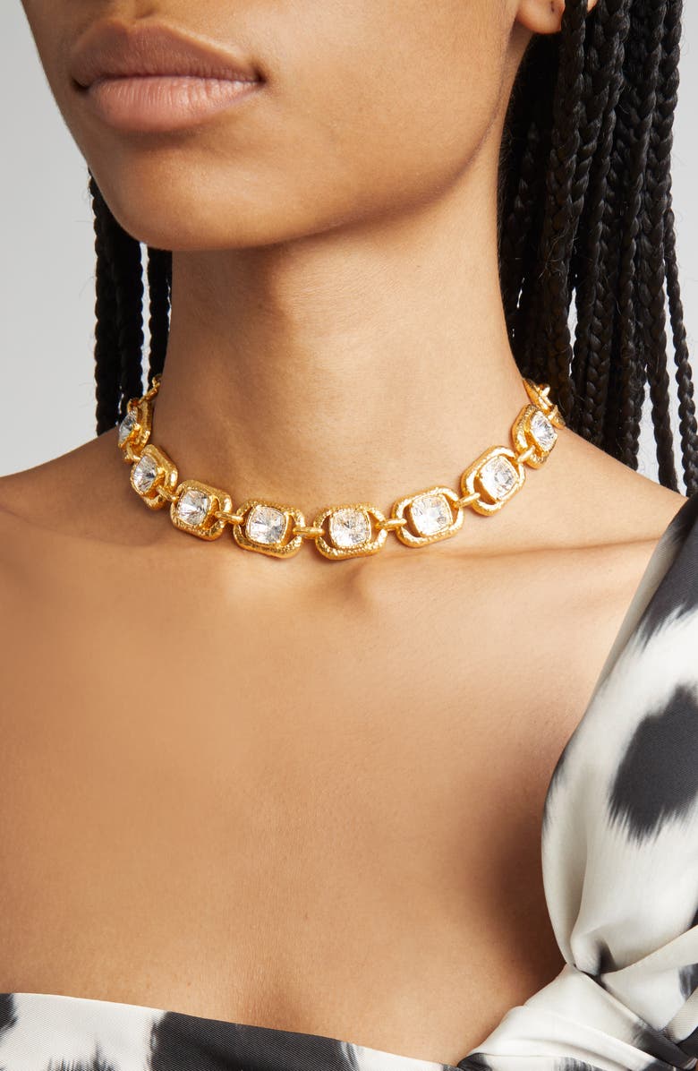 Oscar de la Renta Rectangle Crystal Pendant Necklace, Alternate, color, Ivory