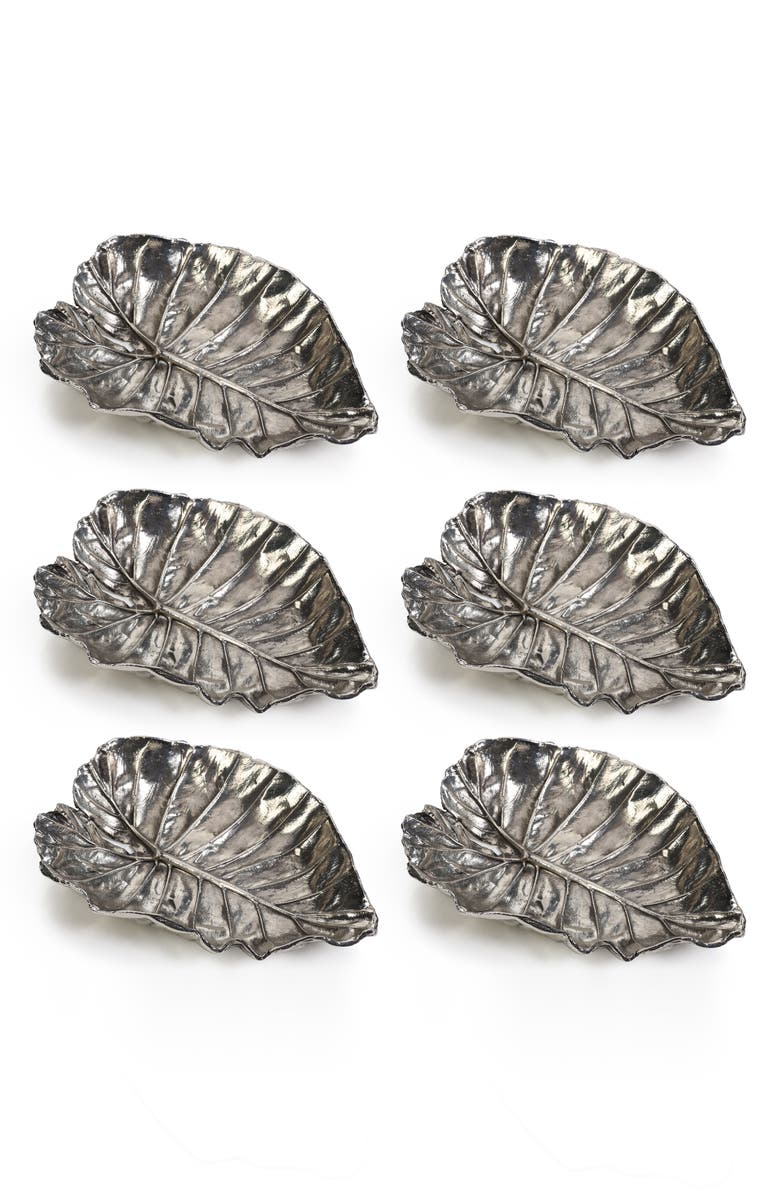 Zodax Quaking 6-Piece Leaf Display Trays, Alternate, color, Silver