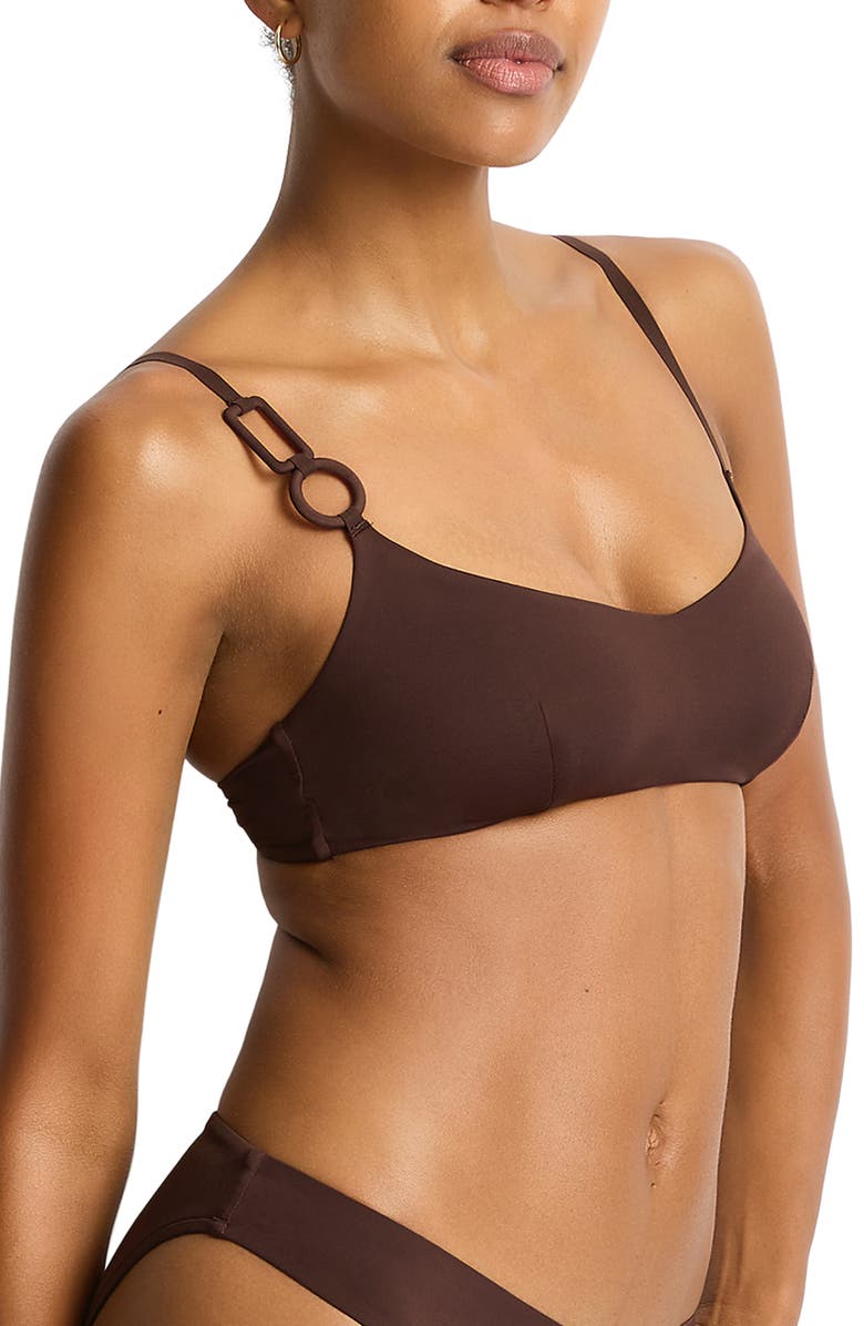 Sea Level Mythos Scoop Neck Bikini Top, Alternate, color, Cocoa