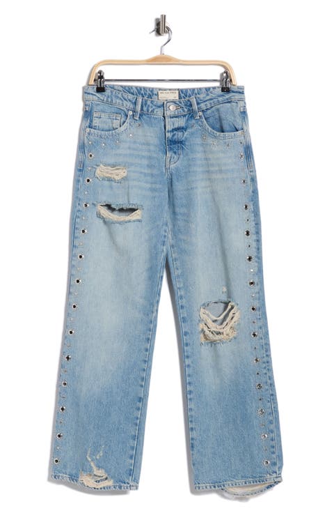 Tennessee Studded Distressed Straight Leg Jeans (Sky)