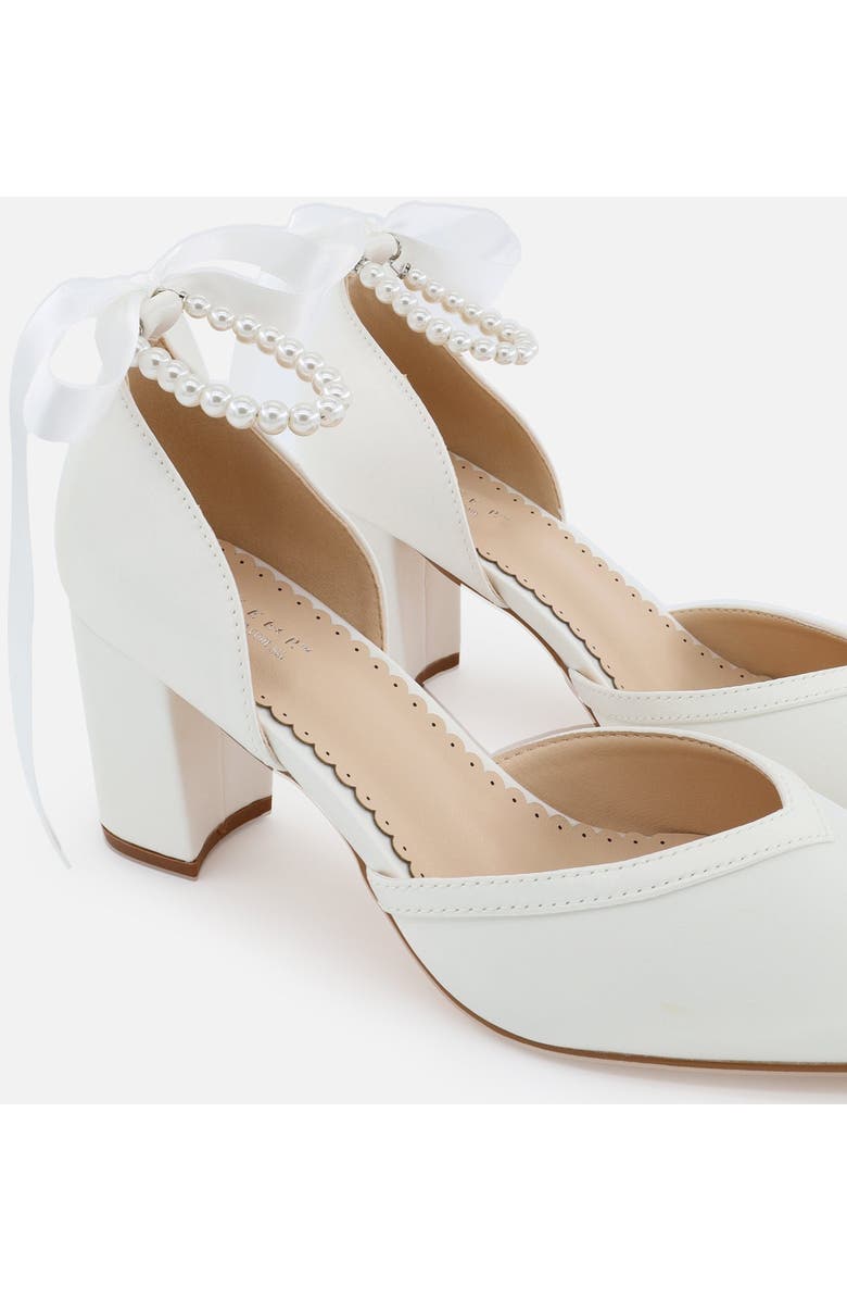 Kailee P Sally Satin Block Heel Wedding Shoes with All Pearl Ankle Strap, Alternate, color,