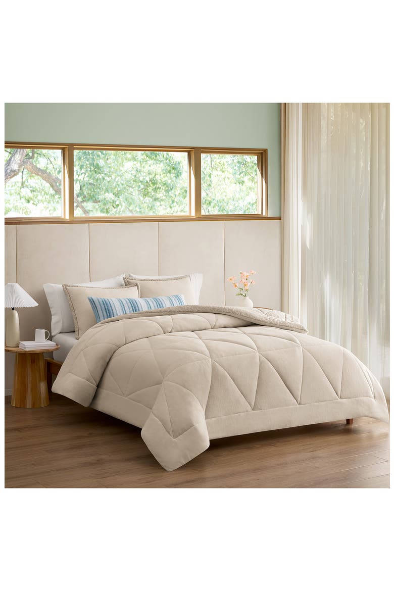 Avery Faux Shearling Comforter & Shams Set, Alternate, color, BIRCH