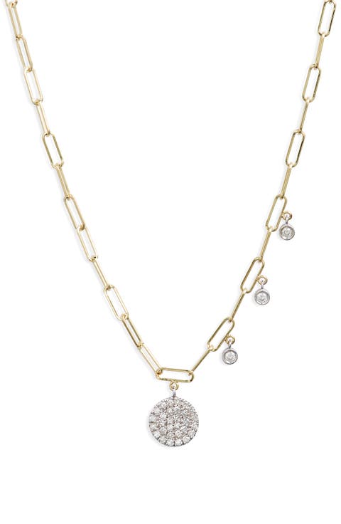 Diamond Disc Paperclip Chain Necklace