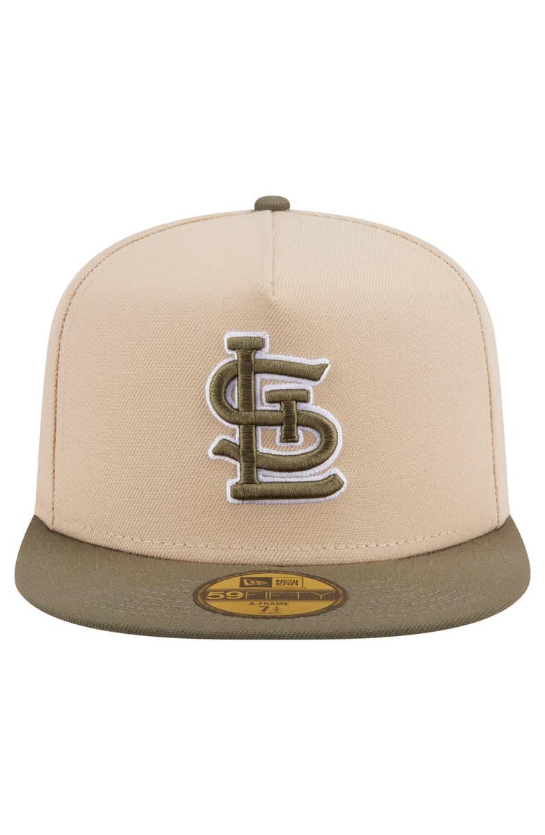New Era Men's New Era Light Beige/Olive St. Louis Cardinals Two-Tone Color Pack A-Frame 59FIFTY Fitted Hat, Alternate, color, 