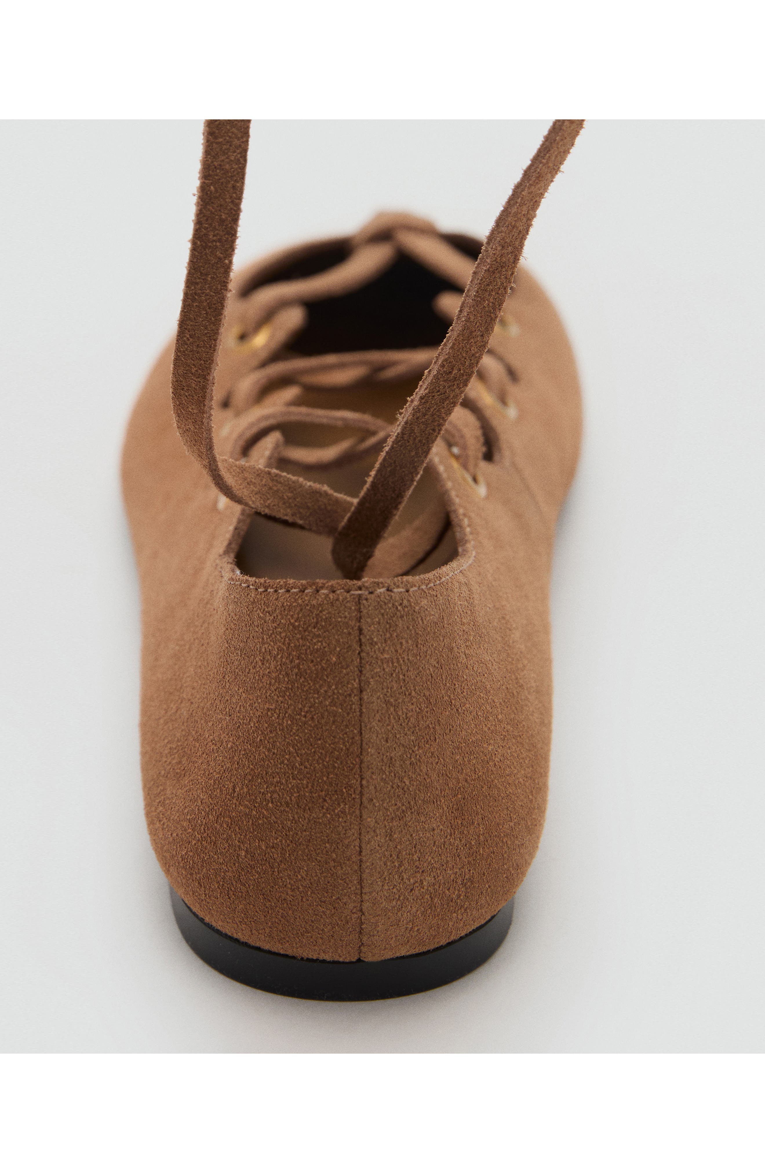 MANGO Ankle Wrap Ballet Flat, Alternate, color, Sand