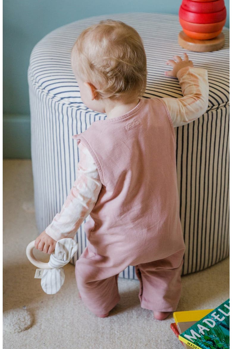 Organic Cotton French Terry Overalls, Alternate, color, SOFT PEONY